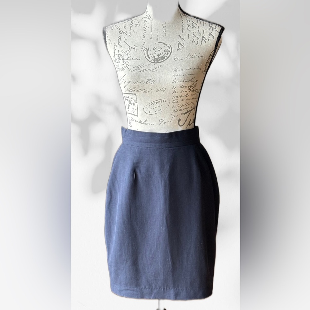 Zara Navy Linen Blend Pencil Skirt (8) Fully Lined, Like New